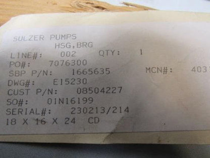 Sulzer Pumps 1665635 Bearing Housing Replacement/Repair Part