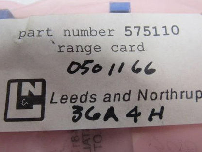 Leeds & Northrup 575110  EMF Range Card For Recorder