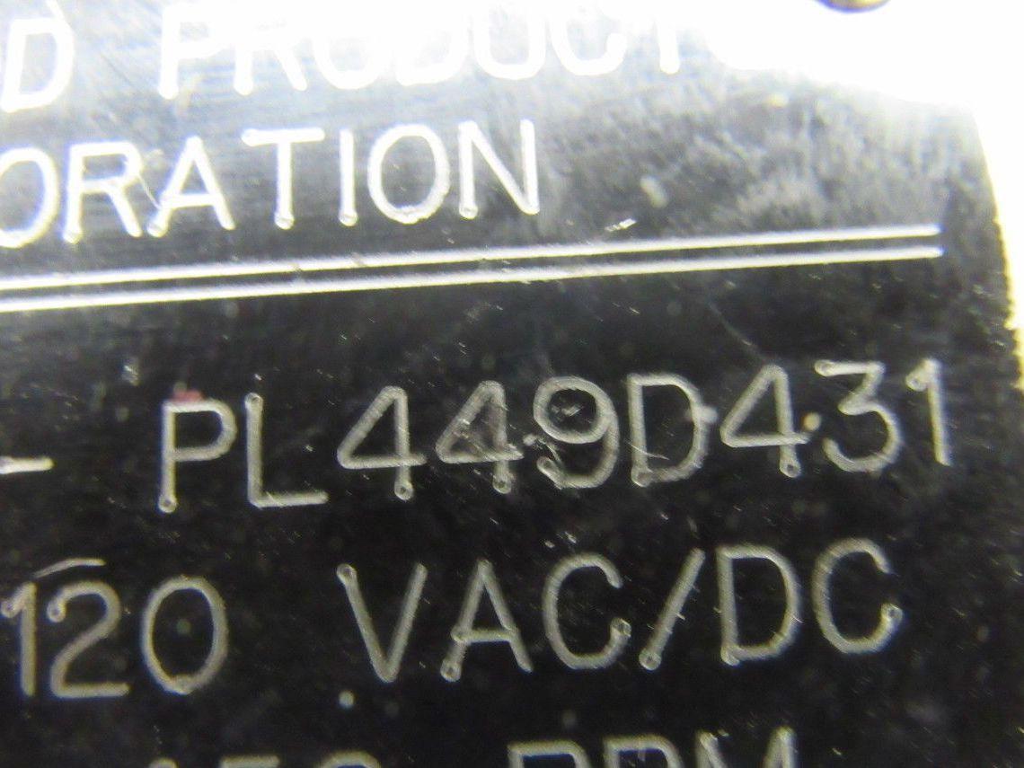 Homewood Products PL449D431 Drill Head Gear Motor 120 VAC/DC 450 RPM