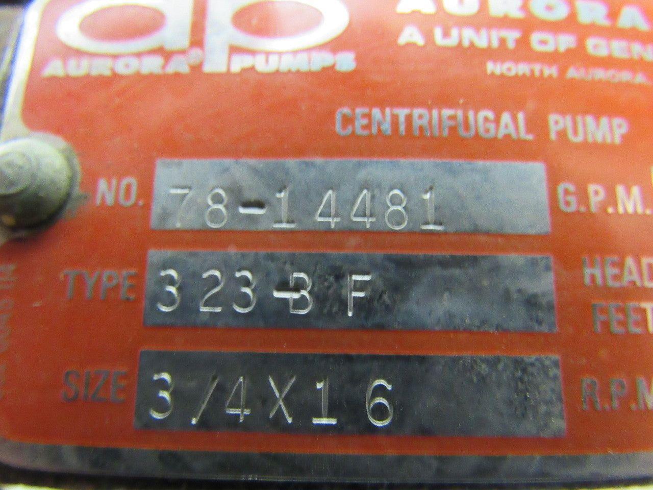 Aurora Pump 323-BF 78-14481 3/4x1x6 Centrifugal Pump/Motor 15GPM 3500RPM