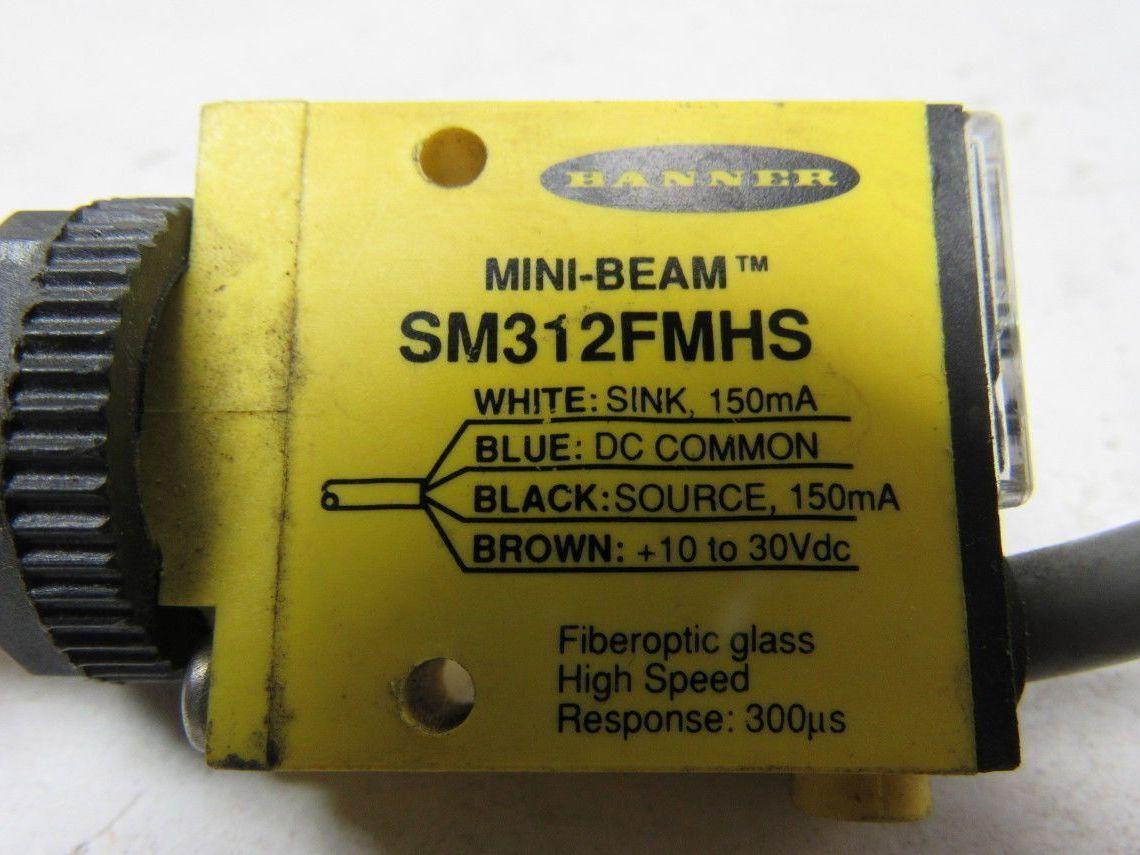 Banner SM312FMHS Mini-Beam Sensor W/BAT2323S Fiber Optic Cable