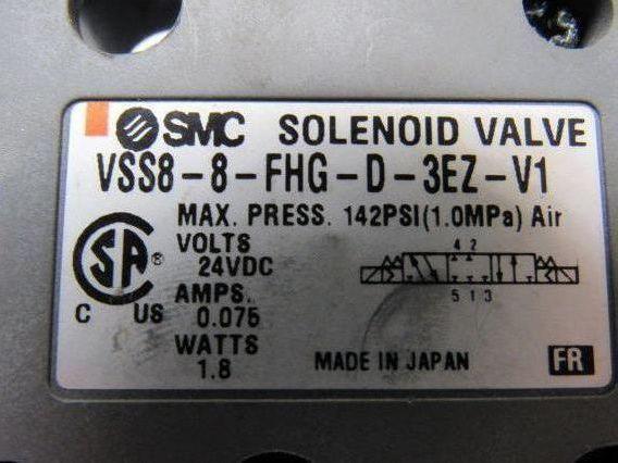 SMC VSS8-8-FHG-D-3EZ-V1 24VDC Pneumatic Air Solenoids Valve