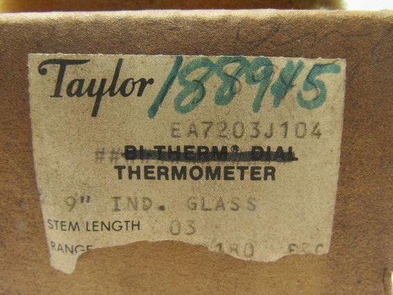 Taylor EA7203J104 THERMOMETER  MULTI-ANGLE  9" GLASS LENS 3 1/2" STEM 30-180F