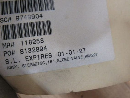 Powell Globe Valve Stem & Disc Assembly 16" x 83" Length 3-1/2" Dia.
