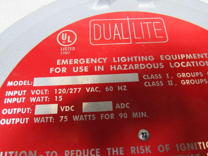Dual-Lite 12XPB-75P Explosion Proof Emergency Lighting 12VDC Battery Unit