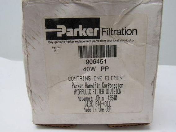 Parker 906451 40W PP Hydraulic Lube Oil Filter Element 40 Micron Wire Mesh