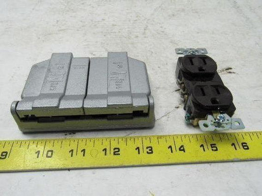 Arrow Hart 5252 Duplex Receptacle Brown w/ Horizontal Weatherproof Cover