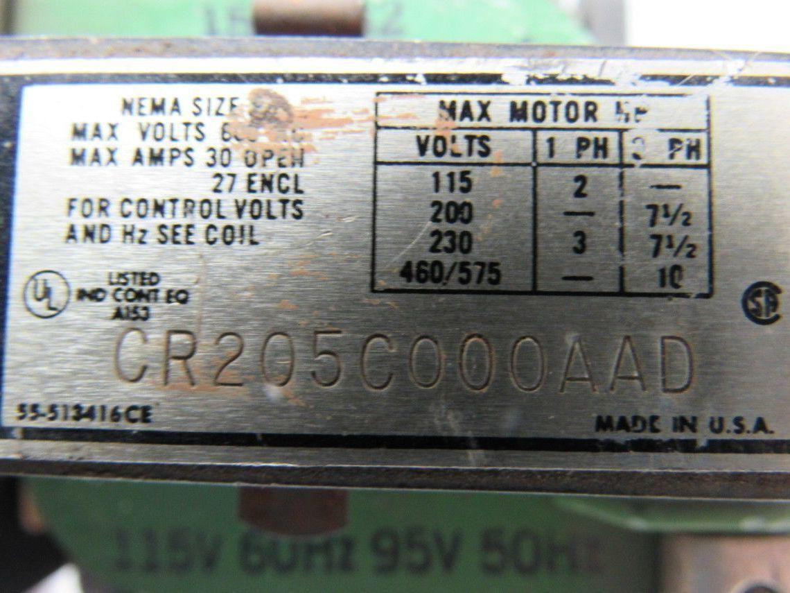GE General Electric CR205C000AAD Starter Relay 116V Coil 600V Max 30A