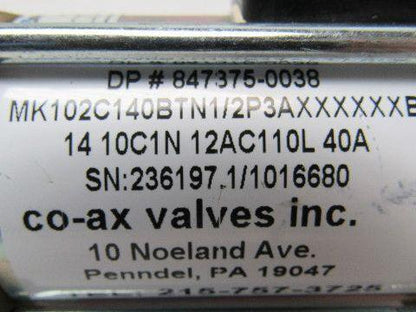 CO-AX Valves 847375-0038 Lance Air Purge Solenoid Valve 1.2" NPT 110VAC