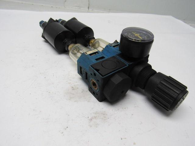 Festo WA-1 & LFR-1/8-S-5M Filter Regulator w/ Double Condensate Drains & Gauge