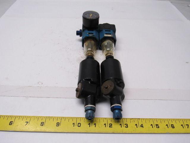 Festo WA-1 & LFR-1/8-S-5M Filter Regulator w/ Double Condensate Drains & Gauge