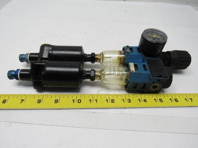 Festo WA-1 & LFR-1/8-S-5M Filter Regulator w/ Double Condensate Drains & Gauge