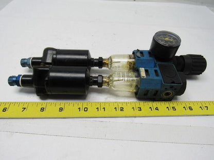 Festo WA-1 & LFR-1/8-S-5M Filter Regulator w/ Double Condensate Drains & Gauge