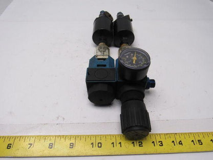 Festo WA-1 & LFR-1/8-S-5M Filter Regulator w/ Double Condensate Drains & Gauge