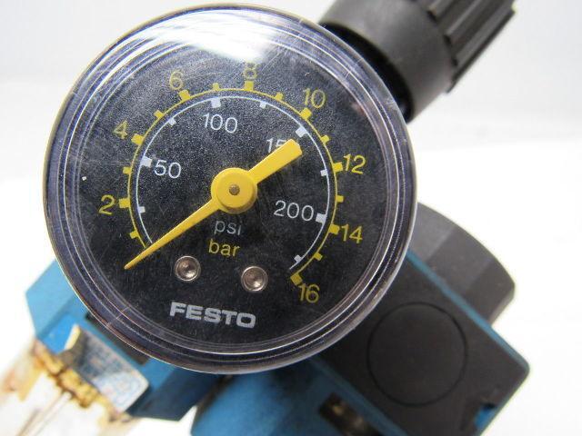 Festo WA-1 & LFR-1/8-S-5M Filter Regulator w/ Double Condensate Drains & Gauge