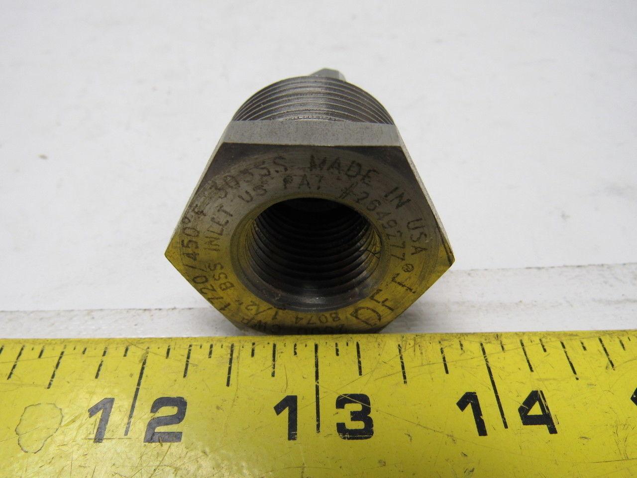 DFT 8074 In-line Basic-check Valve 1/2" NPT 2500 CWP 1720 PSIG 450 Degrees