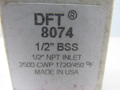 DFT 8074 In-line Basic-check Valve 1/2" NPT 2500 CWP 1720 PSIG 450 Degrees