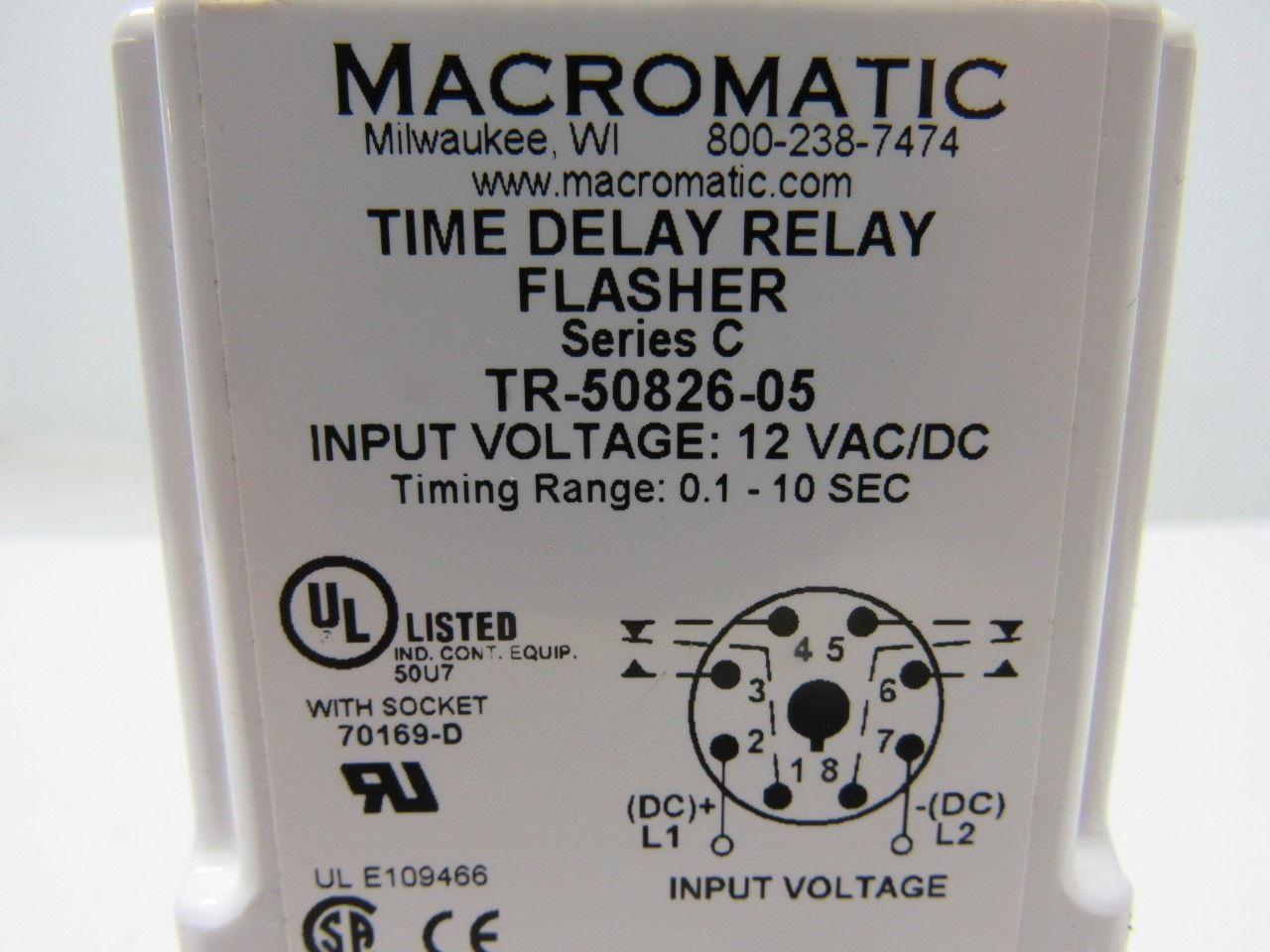 Macromatic Tr-50826-05  Series C Time Delay Flasher 12v AC/DC Range 0.1-10 Sec.