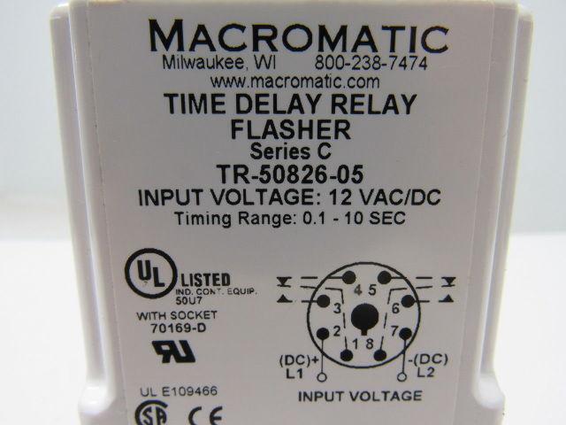 Macromatic Tr-50826-05  Series C Time Delay Flasher 12v AC/DC Range 0.1-10 Sec.