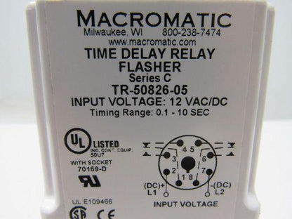 Macromatic Tr-50826-05  Series C Time Delay Flasher 12v AC/DC Range 0.1-10 Sec.