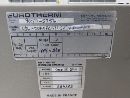 Eurotherm 436/400A480V Power Control Thyristor Unit 115V/1.5V/FC