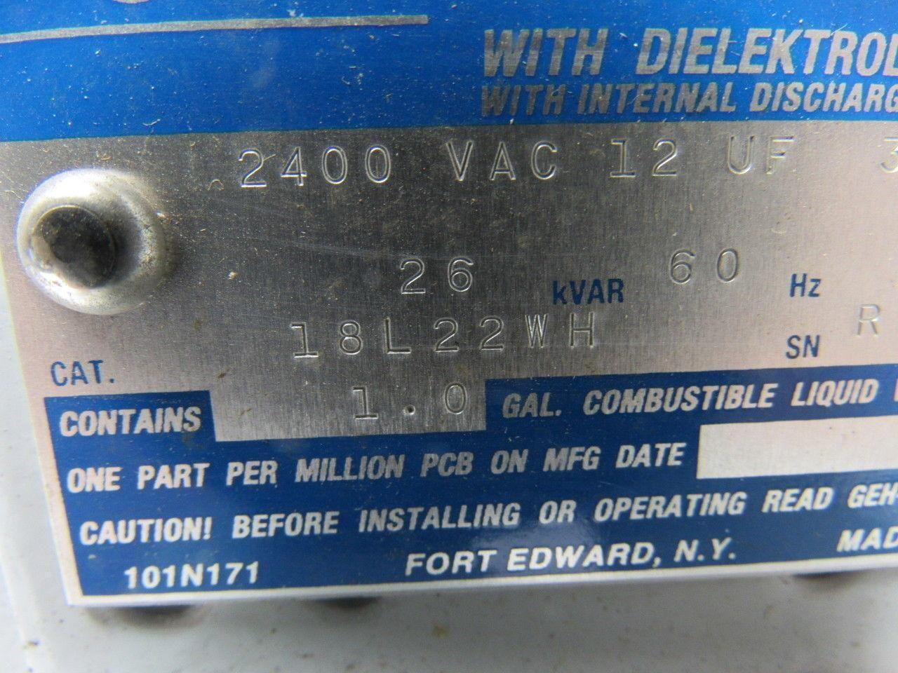 General Electric 18L22WH 2400 VAC 12UF 3PH surge capacitor