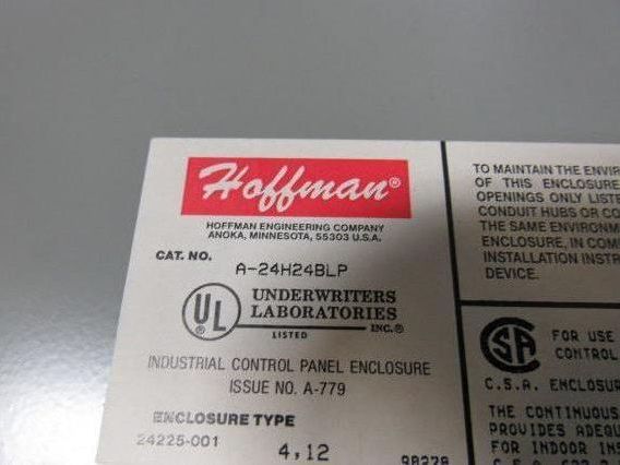 Hoffman A-24H24BLP Control Panel For Heatrex 514-54771-30 Heater 480V 3PH