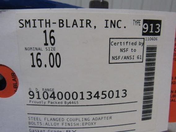 Smith-Blair 913 Size 16 OD Range 91040001345013102126102126Coupling Adapter