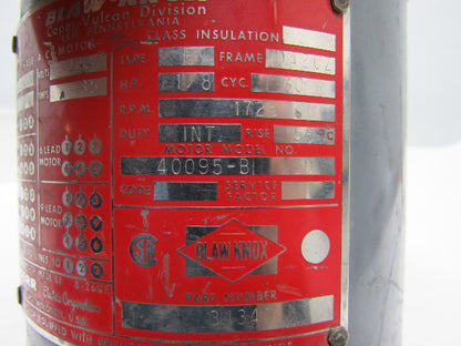 Blaw-Knox 40095-B AC Electric Motor 1/8Hp 1725rpm 220/440v 3Ph D42CZ Frame