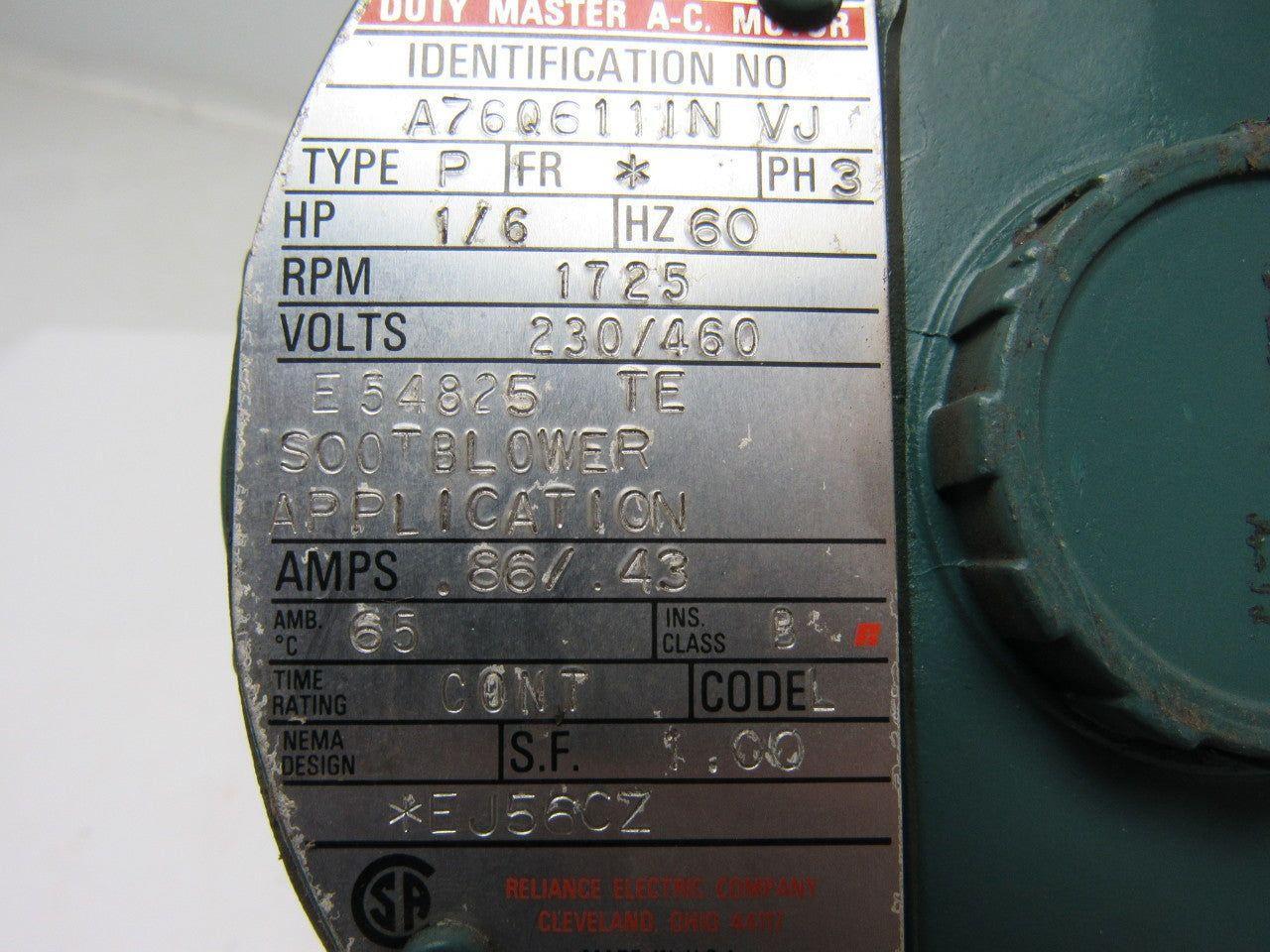 Reliance Electric A760611IN VJ E54825 .6 HP 3PH 230/460V 1725 RPM Electric Motor