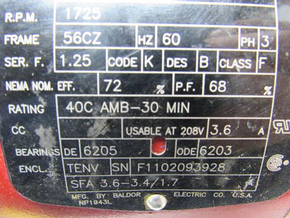 Midsouth/Baldor 160399 3/4 HP 3PH 208-230/460V 1725RPM Electric Motor