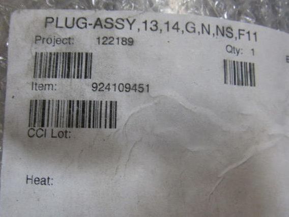 Control Components Valve Plug Assembly 13,14,G,N,NS,F11 Item 122189