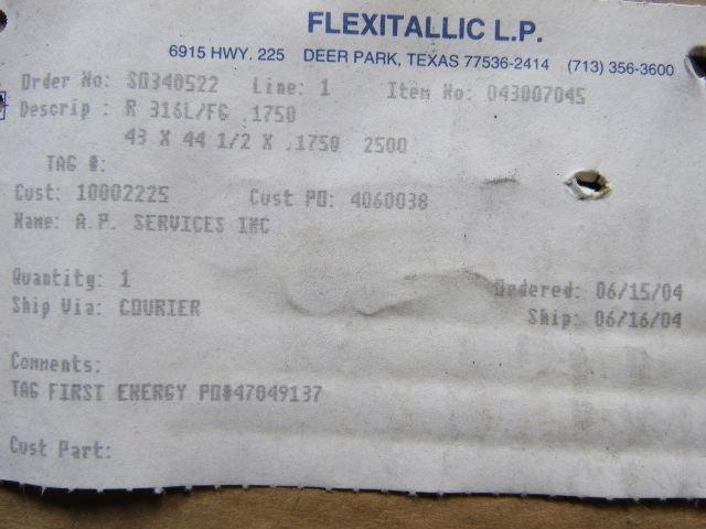 Flexitallic R 316L/FG .1750  43 x 44-1/2 x .1750 Spiral Wound Gasket