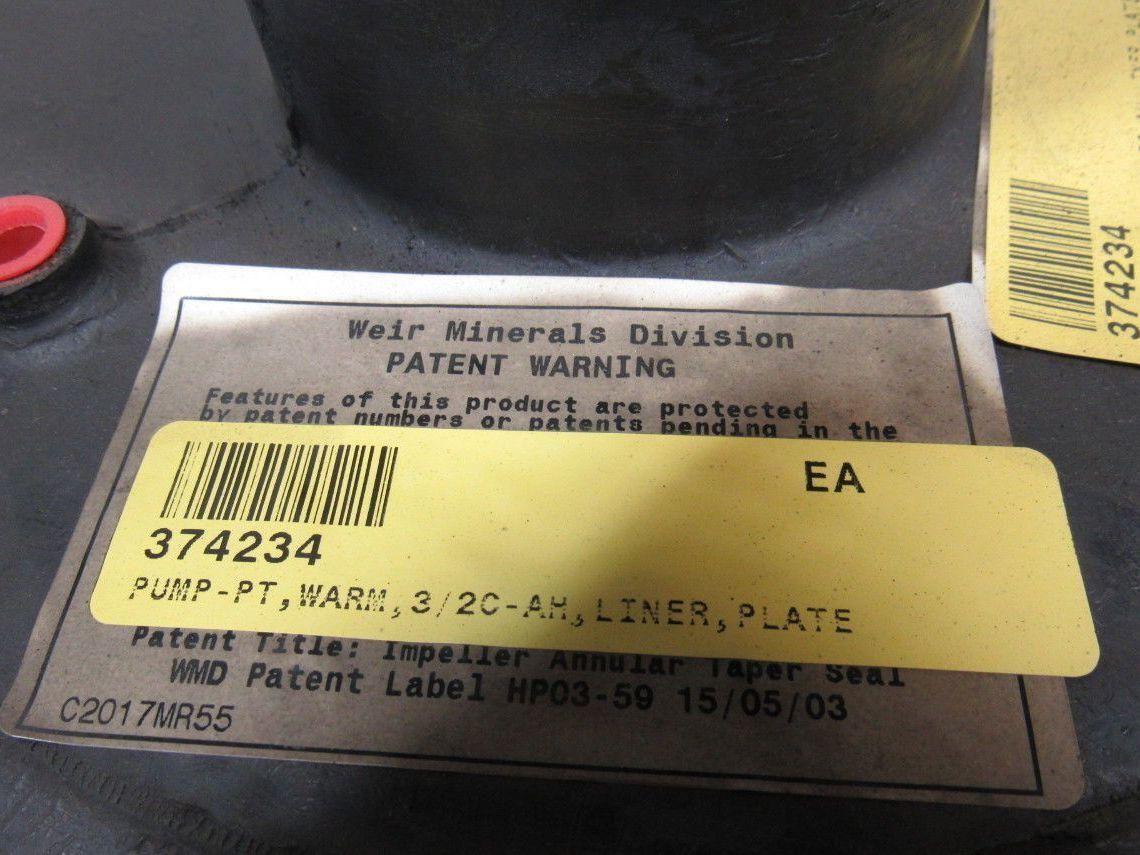Weir C2017MR55 Centrifugal Slurry Pump 3/2C AM Cover Plate Liner