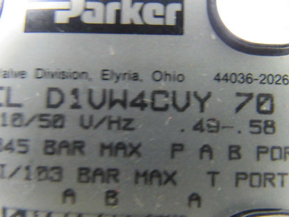 Parker D1VW4CVY 70 Hydraulic Directional Control Valve