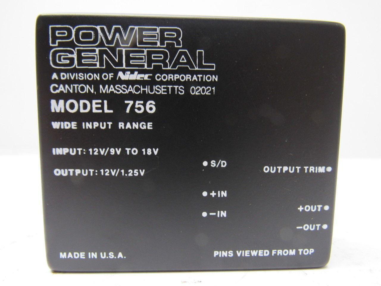 Power General DC9305/A Model 756 Input: 12V/9V to 18V Output: 12V/1.25V