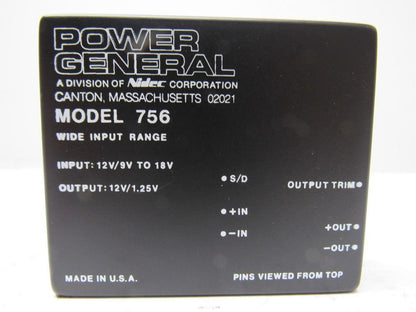 Power General DC9305/A Model 756 Input: 12V/9V to 18V Output: 12V/1.25V