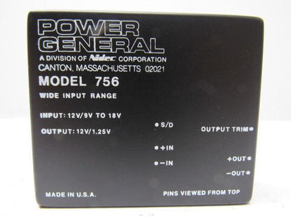 Power General DC9305/A Model 756 Input: 12V/9V to 18V Output: 12V/1.25V
