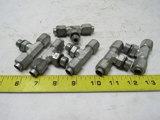 Parker Triple-Lok STX 4 Tee w/ Two Flared ends One male 1/4"-18 Thread Lot of 6