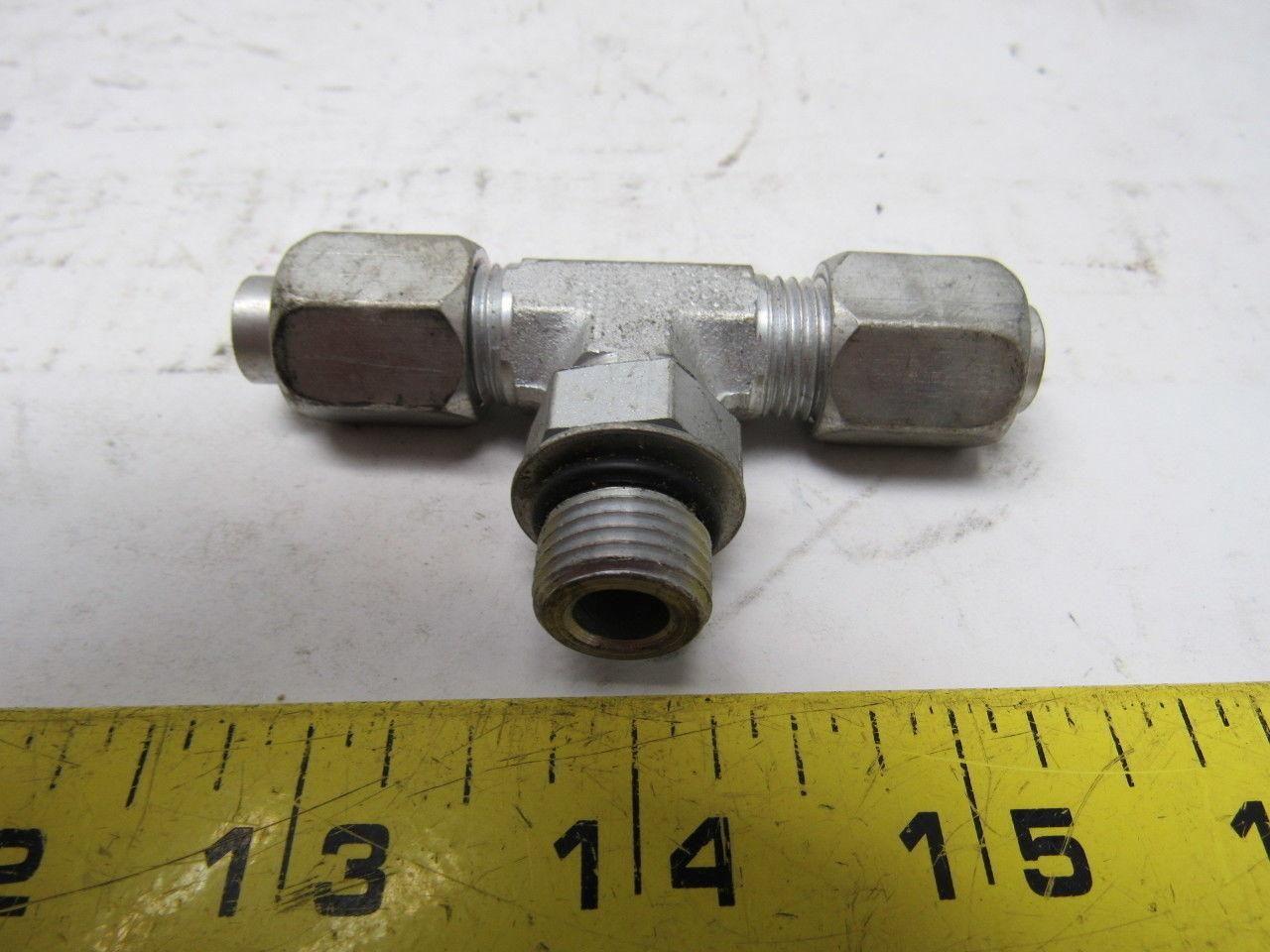Parker Triple-Lok STX 4 Tee w/ Two Flared ends One male 1/4"-18 Thread Lot of 6
