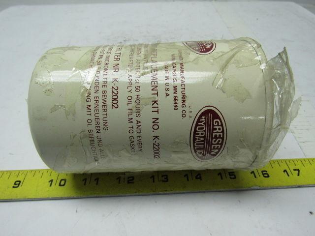 Gresen K-22002 Spin on Hydraulic Filter FSP1 Series 33 Micron Cellulose