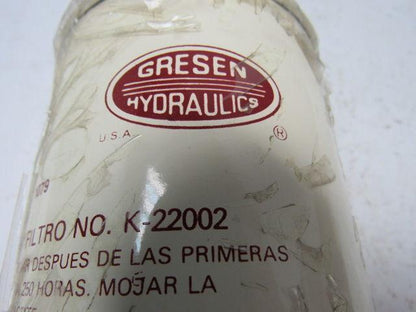 Gresen K-22002 Spin on Hydraulic Filter FSP1 Series 33 Micron Cellulose