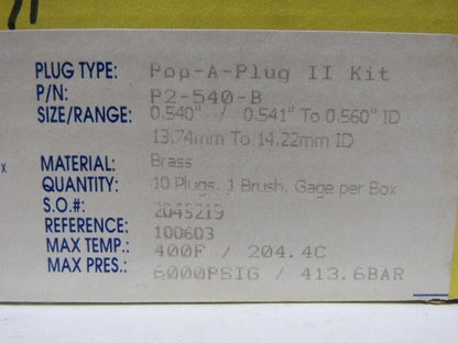 Curtis Wright P2-540-B Pop-A-Plug Heat Exchanger Tube Plugging System