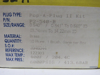 Curtis Wright P2-540-B Pop-A-Plug Heat Exchanger Tube Plugging System