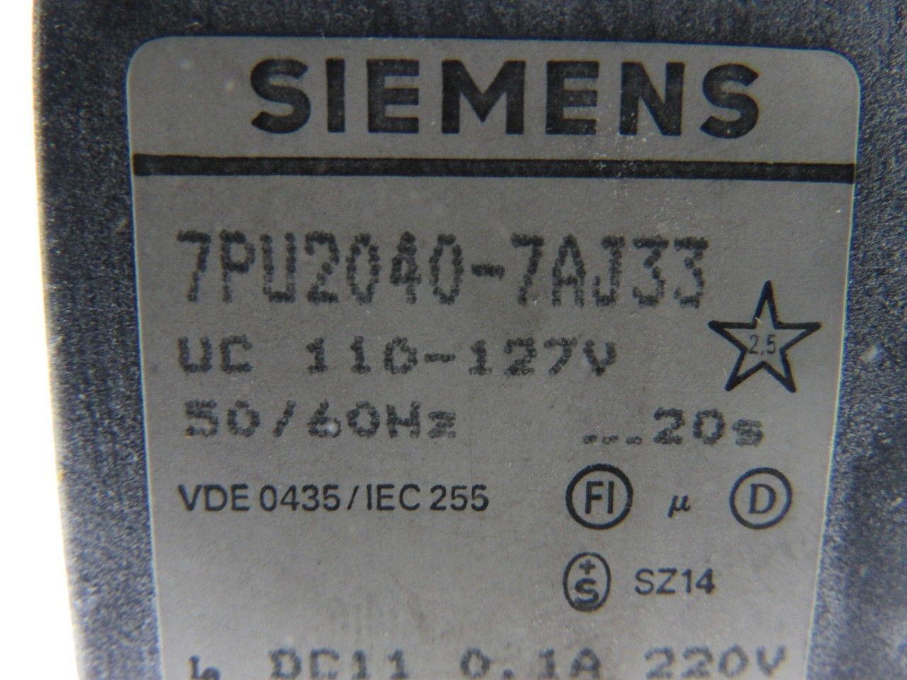 Siemens 7PU2040-7AJ33  Time Relay Surface Mount 1 Time Setting Range 2S TO 20S