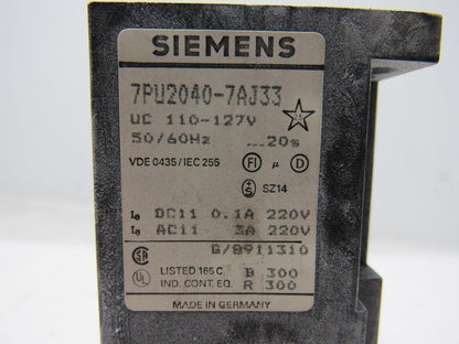 Siemens 7PU2040-7AJ33  Time Relay Surface Mount 1 Time Setting Range 2S TO 20S