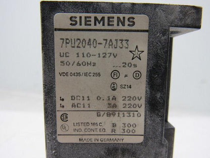 Siemens 7PU2040-7AJ33  Time Relay Surface Mount 1 Time Setting Range 2S TO 20S