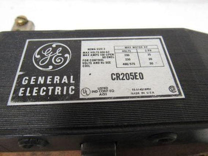 General Electric CR205E0 Size 3 Motor Starter 600V 100A, 120V Coil