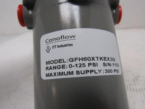 ITT Conoflow GFH60XTKEX3G Pneumatic Regulator 0-125PSI W/Ametek 160PSI Gauge