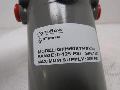 ITT Conoflow GFH60XTKEX3G Pneumatic Regulator 0-125PSI W/Ametek 160PSI Gauge